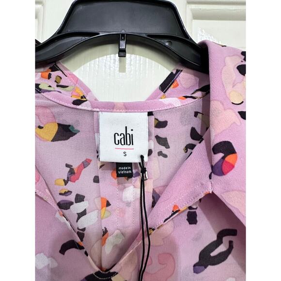 NWT CAbi #6501 Women's Pink Exotic Leopard Long Sleeve Pounce Top Size Small - Picture 6 of 7